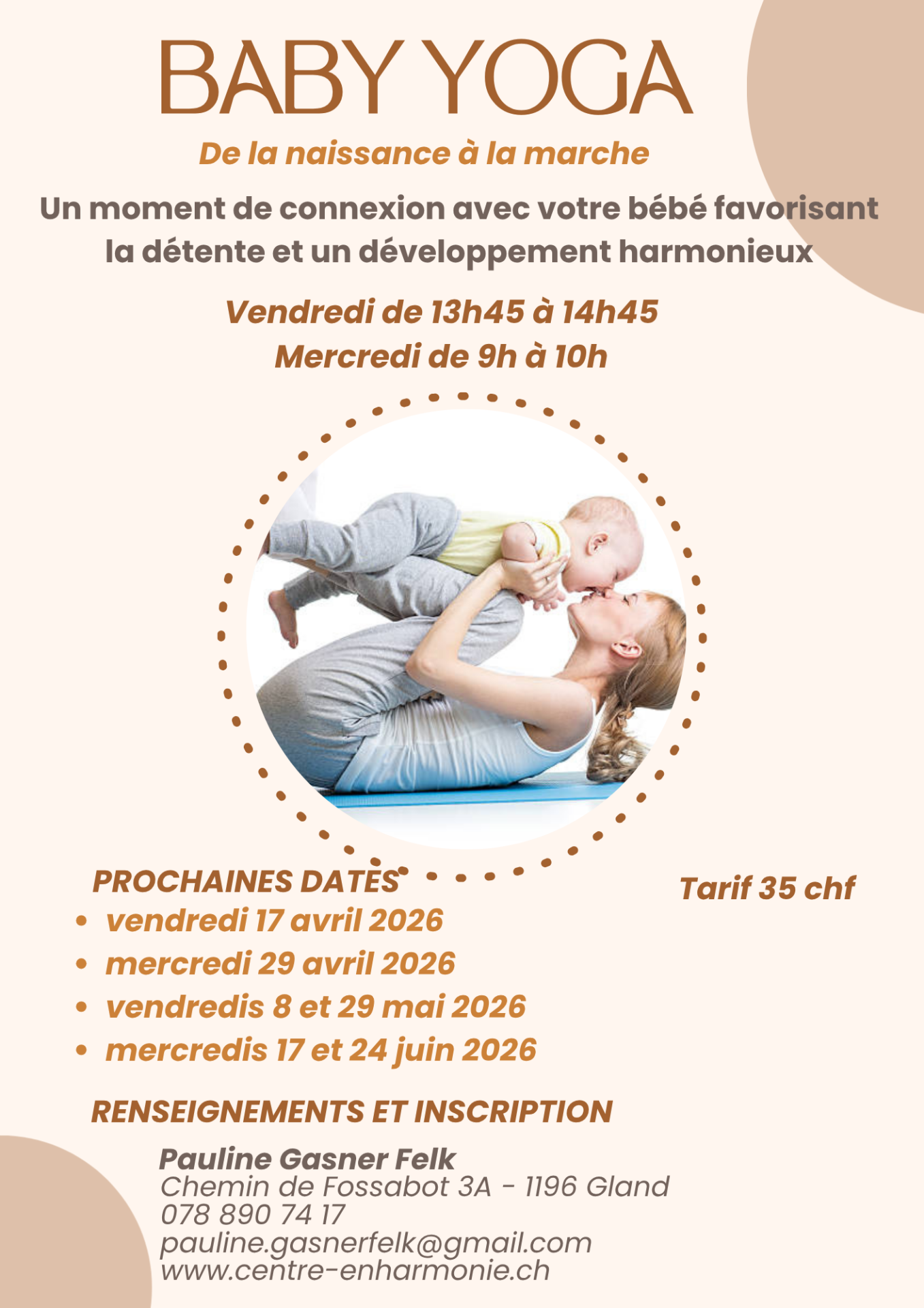 Baby yoga avril juin 2026